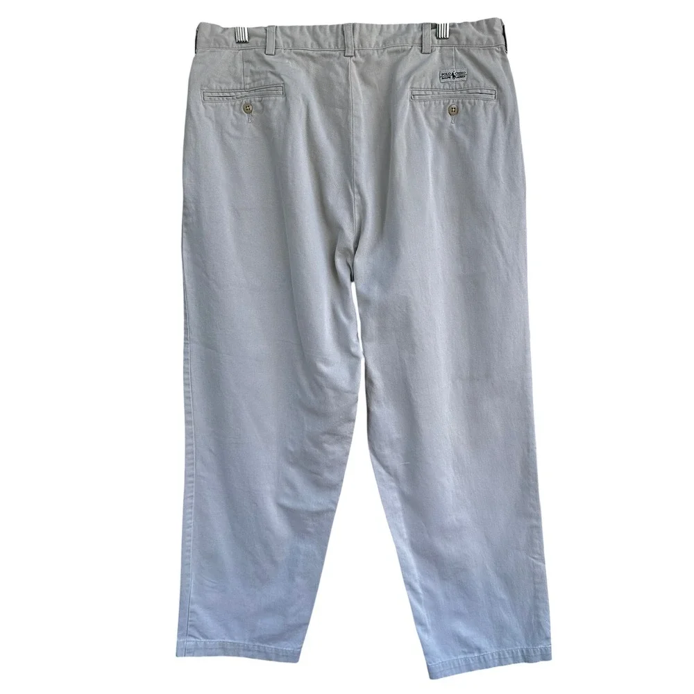 Polo Ralph Lauren Andrew Pant Mens 38x30 Khaki Tan Pleated Chino Cotton Trousers